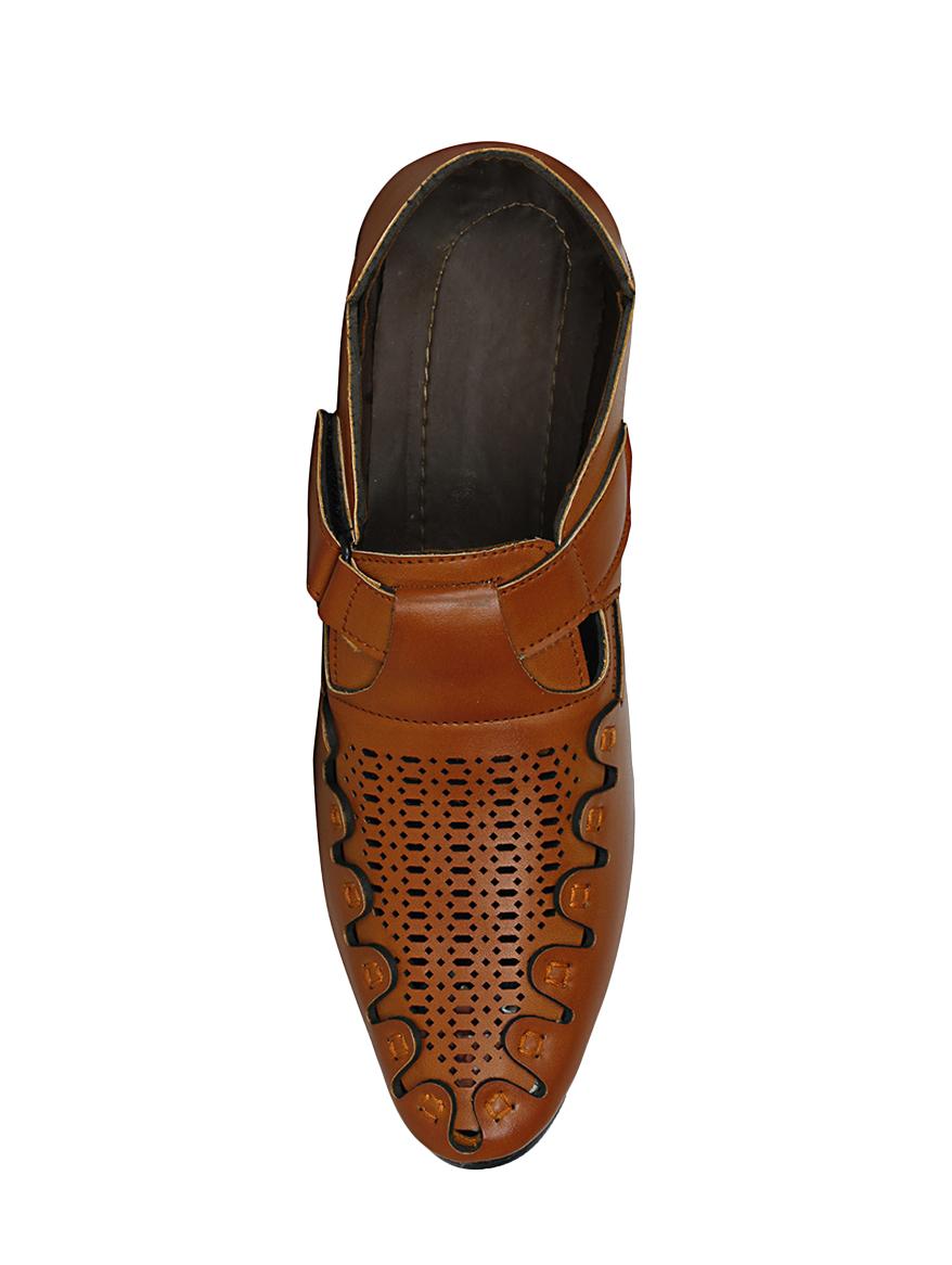 tan leather slip on sandal - 13961005 - Standard Image - 3
