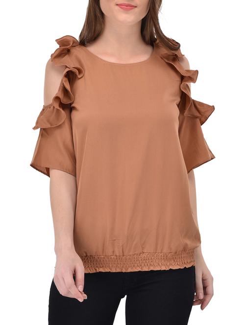 brown ruffled top - 13961916 - Standard Image - 0
