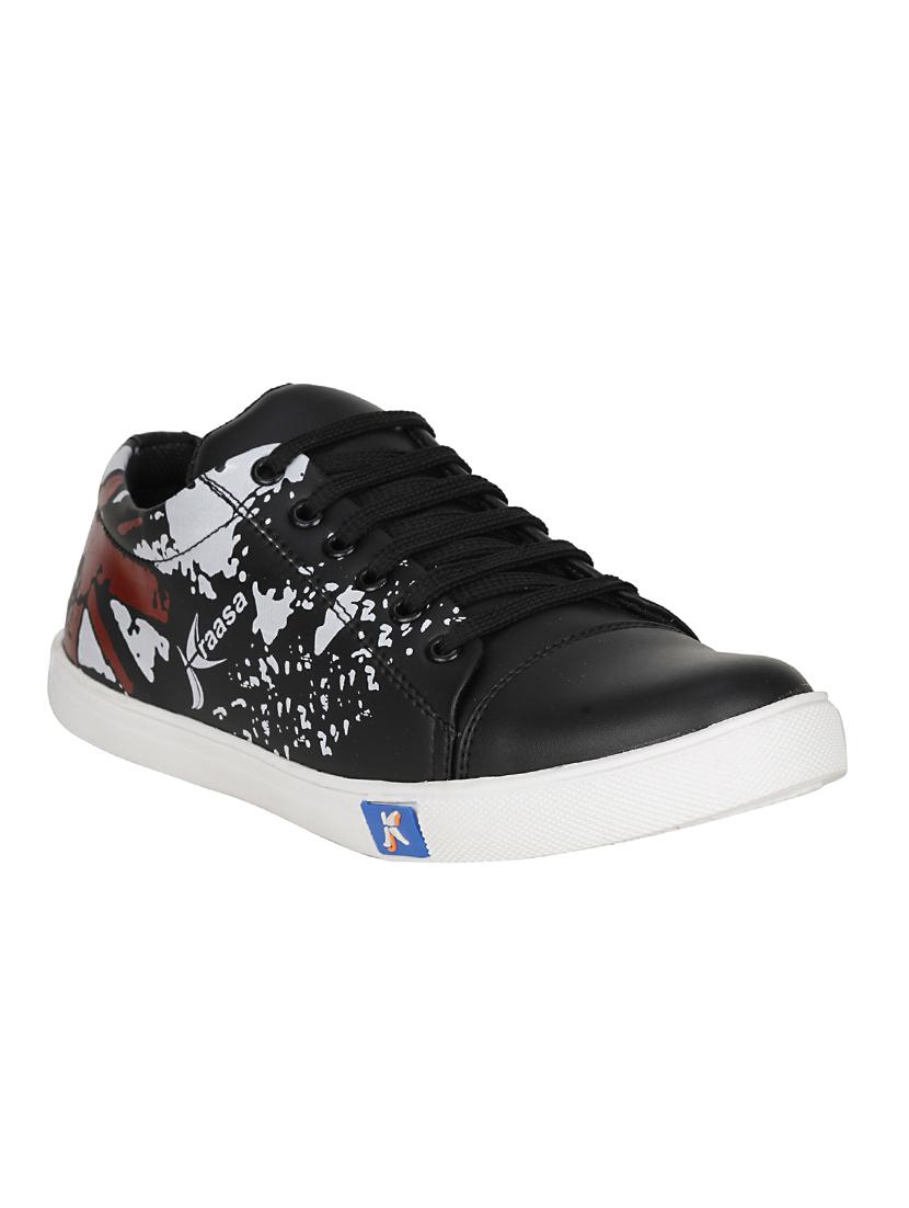 black leatherette lace up sneaker - 13963676 -  Zoom Image - 0