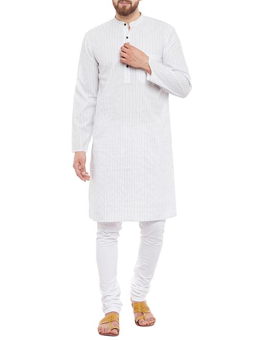 white cotton long kurta - 13968106 - Standard Image - 0