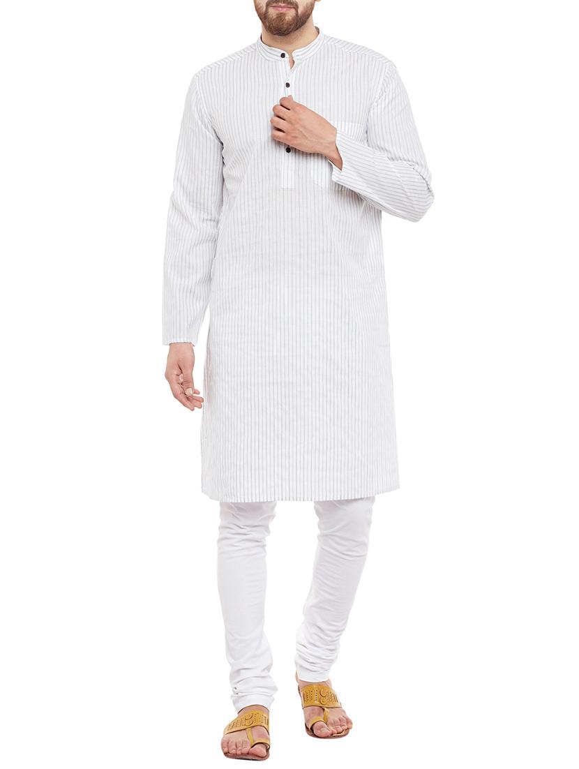 white cotton long kurta - 13968106 - Zoom Image - 0