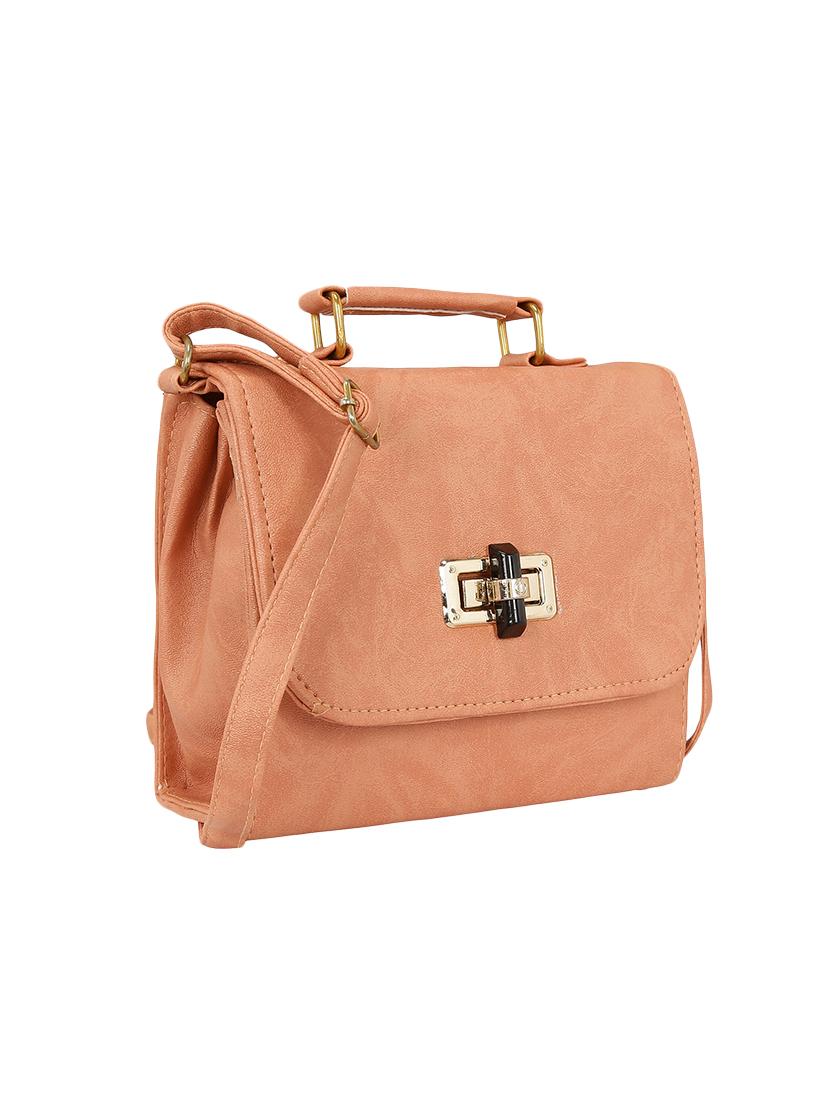 peach leatherette regular sling bag - 13968337 - Standard Image - 3