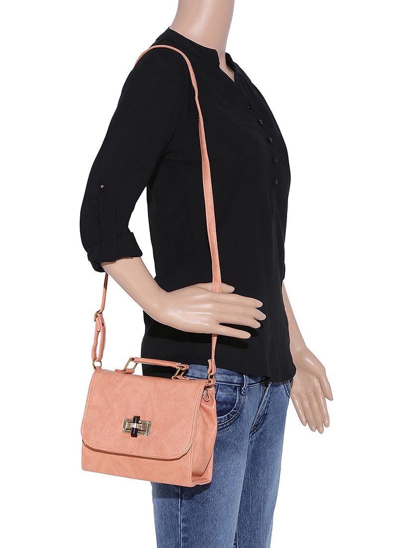 peach leatherette regular sling bag - 13968337 - Standard Image - 5