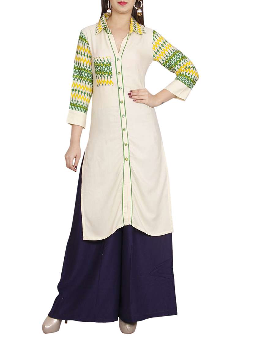 beige rayon kurta palazzo  set