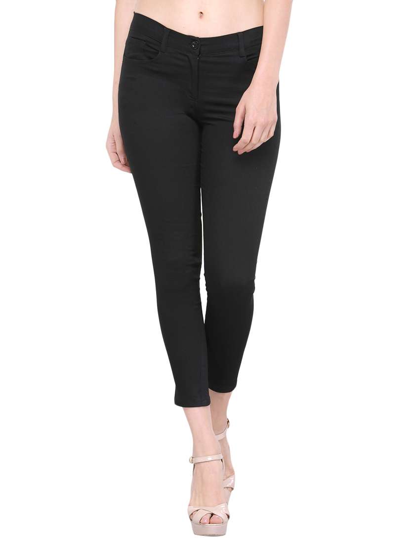 solid black cotton trouser