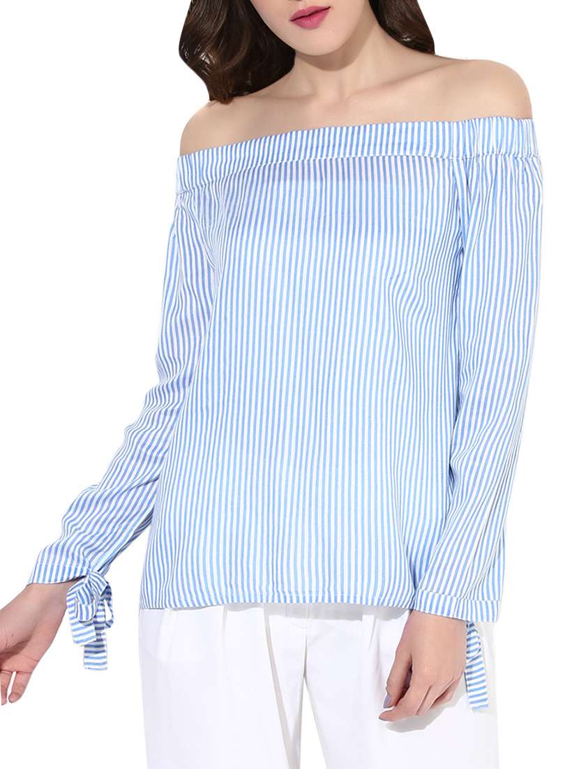 off shoulder striped top - 13973635 - Zoom Image - 0