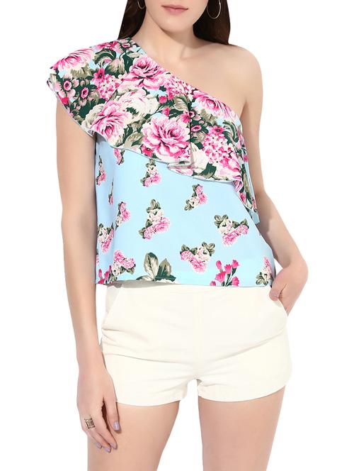 single shoulder floral top - 13973651 - Standard Image - 0