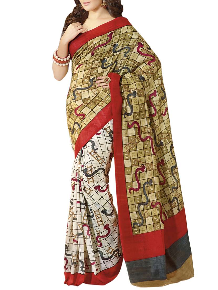 green colored bhagalpuri saree with blouse