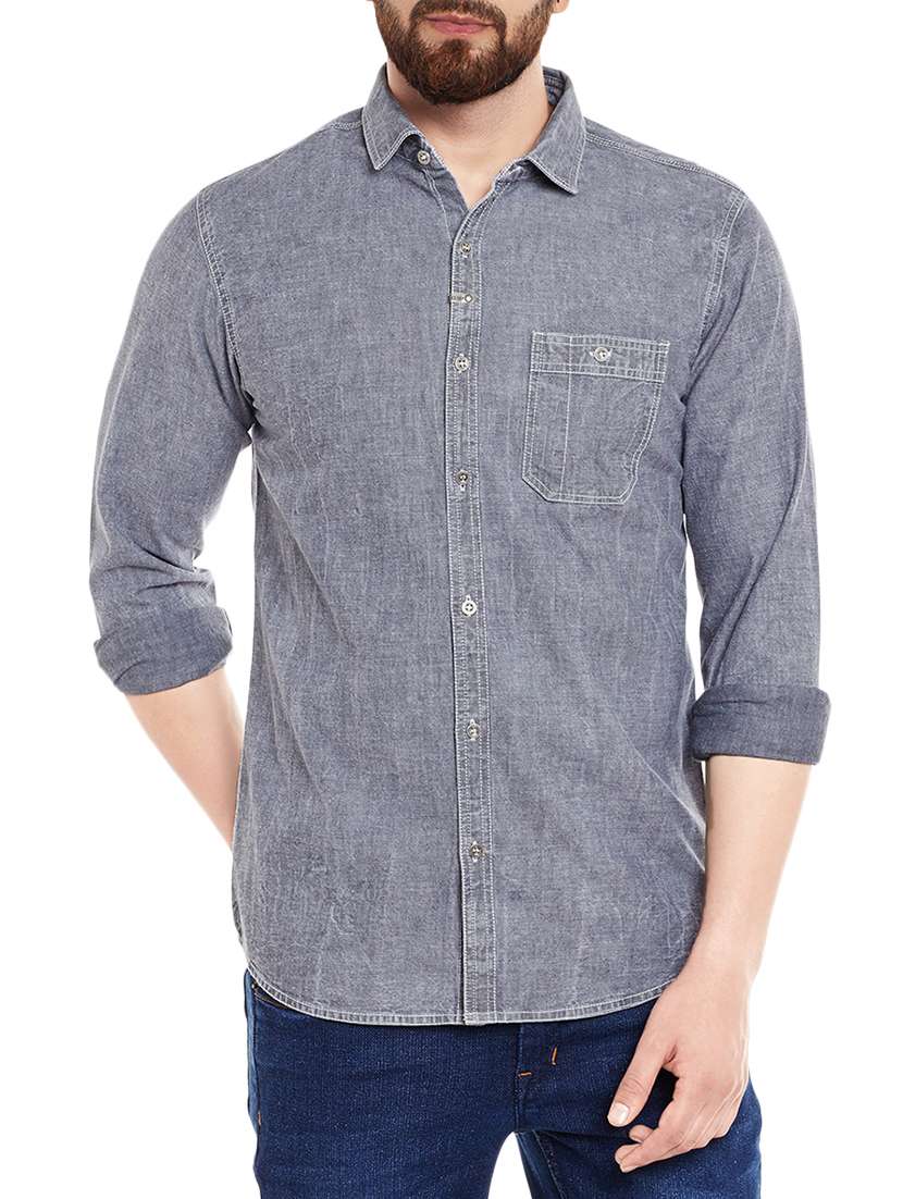grey denim casual shirt