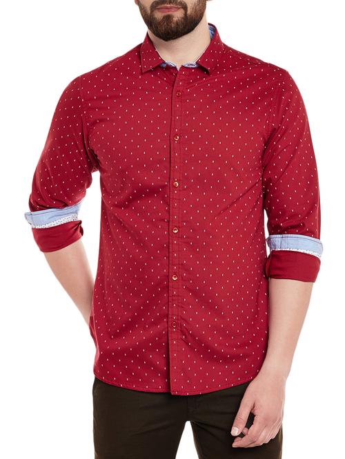 red cotton blend casual shirt - 13974385 - Standard Image - 0