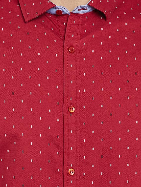 red cotton blend casual shirt - 13974385 - Standard Image - 3