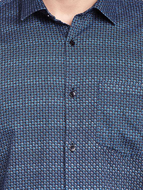blue cotton blend casual shirt - 13974397 - Standard Image - 3