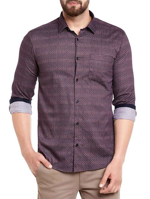 red cotton blend casual shirt - 13974398 -  Standard Image - 0
