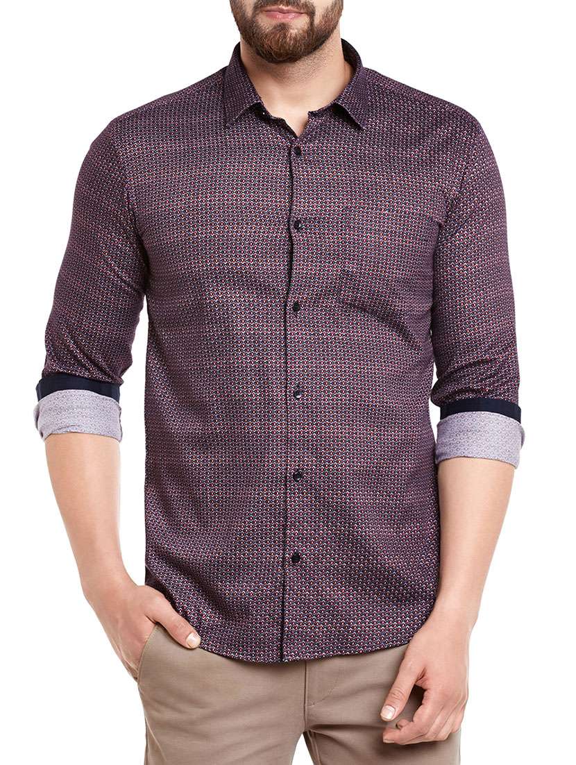 red cotton blend casual shirt - 13974398 -  Zoom Image - 0