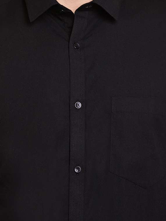 black cotton blend formal shirt - 13974403 -  Standard Image - 3