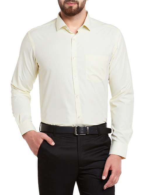 yellow cotton blend formal shirt - 13974407 - Standard Image - 0