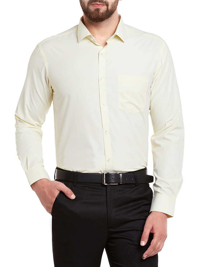 yellow cotton blend formal shirt - 13974407 - Zoom Image - 0