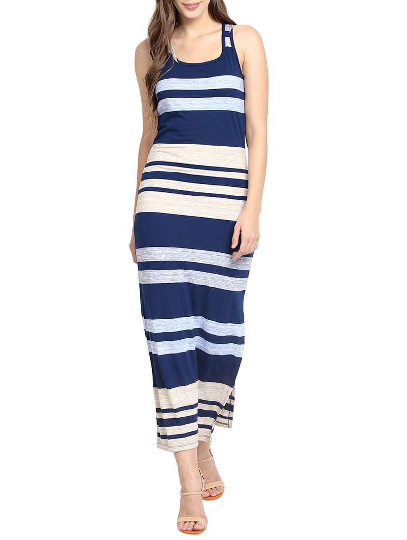 square neck striped maxi dress