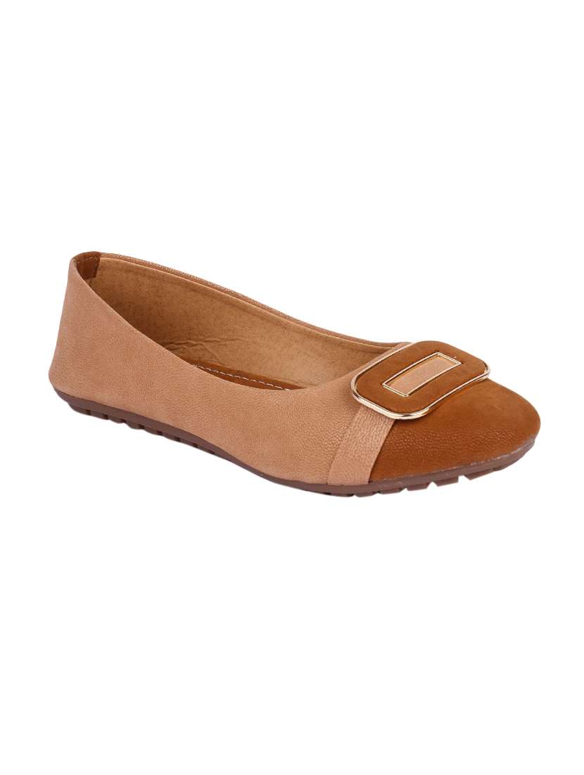 beige faux leather slip on ballerina