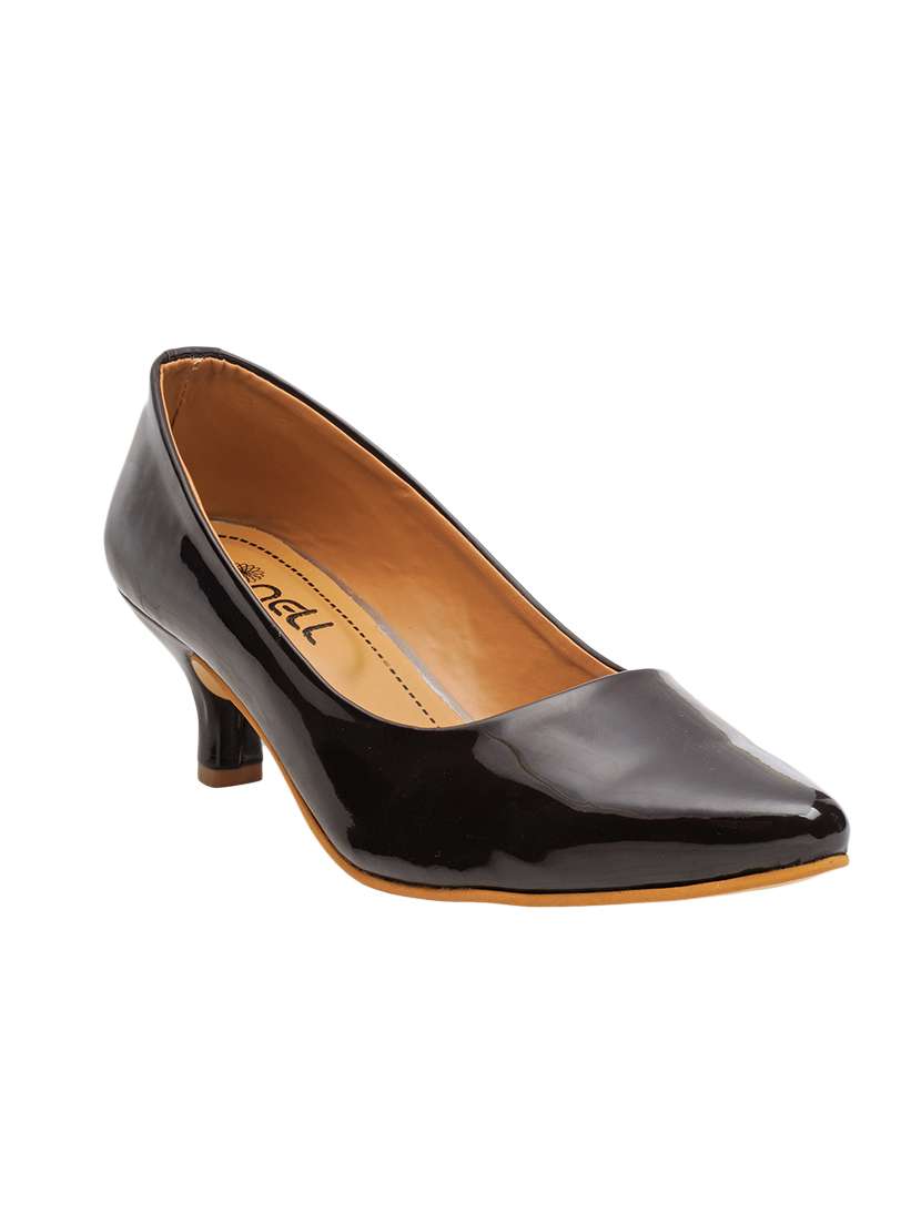 brown patent leather slip on pumps