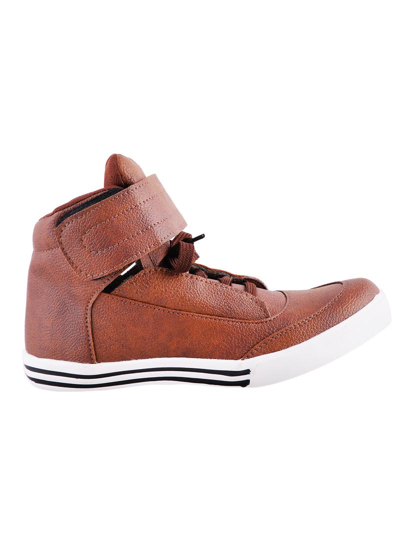 brown leatherette lace up sneaker - 13979080 - Zoom Image - 0