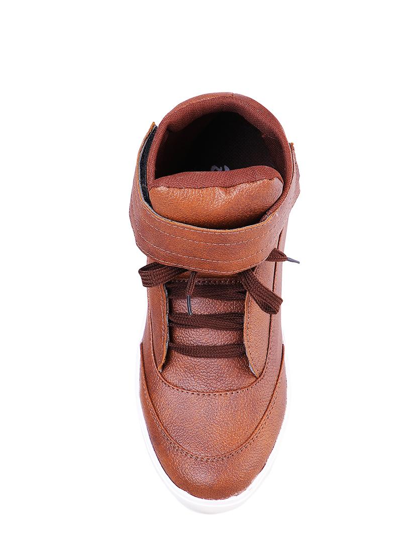 brown leatherette lace up sneaker - 13979080 - Standard Image - 3