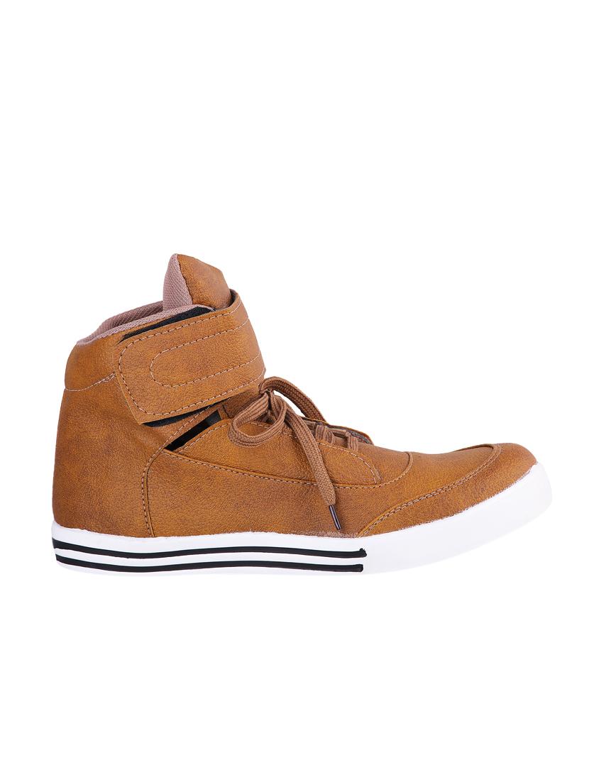 tan leatherette lace up sneaker - 13979082 -  Zoom Image - 0