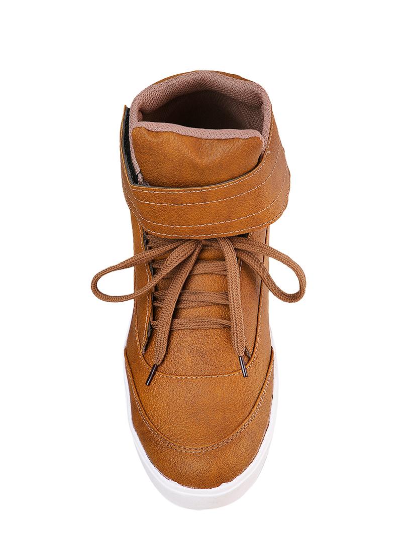 tan leatherette lace up sneaker - 13979082 - Standard Image - 3