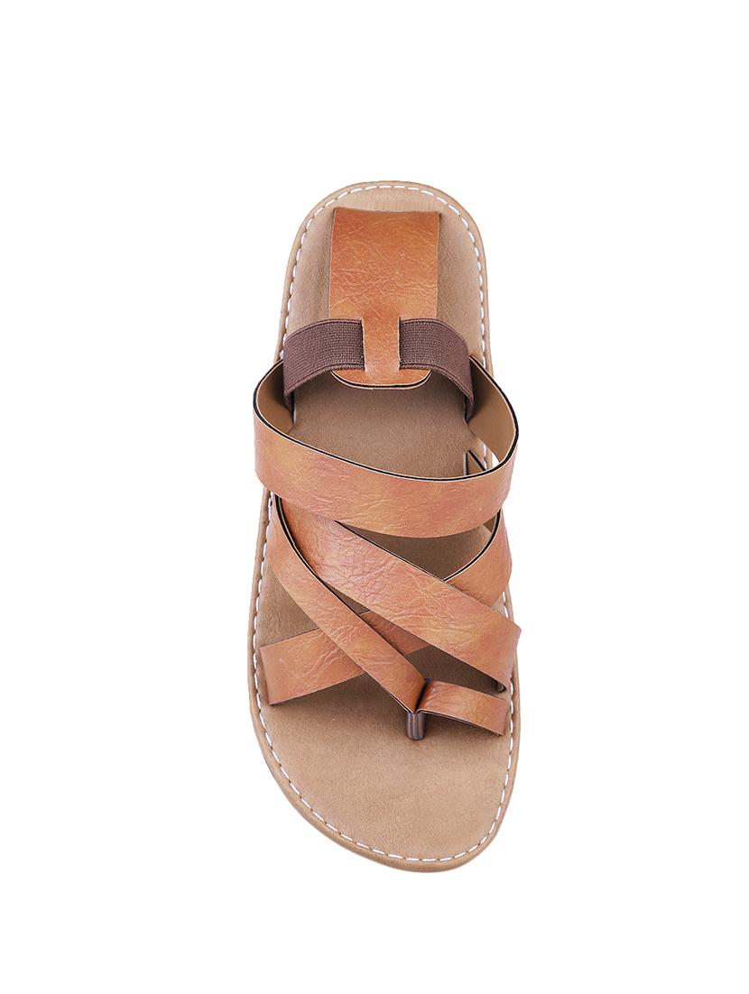 brown leatherette back strap sandal - 13979175 - Standard Image - 3