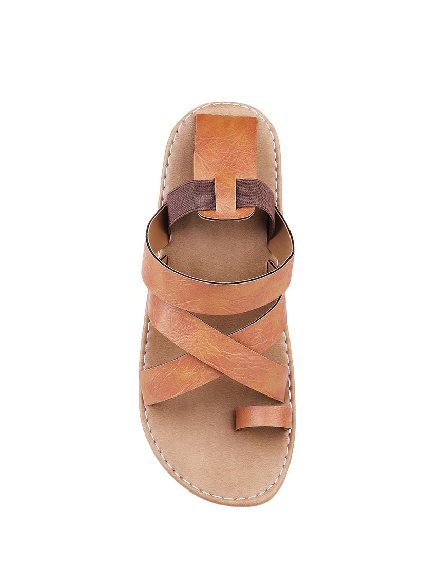 tan leatherette back strap sandal - 13979177 - Standard Image - 3