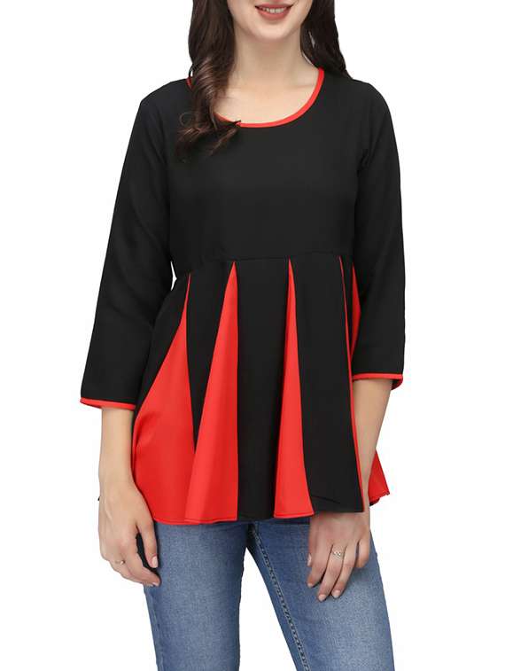 women's peplum round neck top