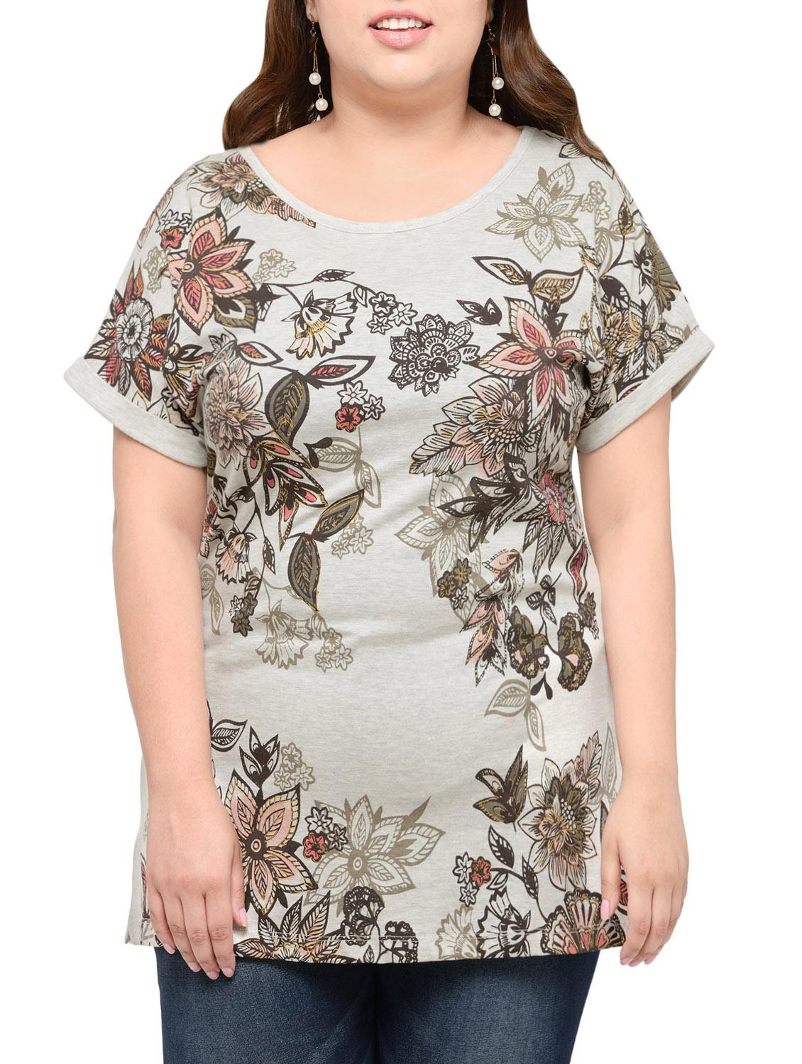 floral print cotton plus tee - 13988894 - Zoom Image - 0