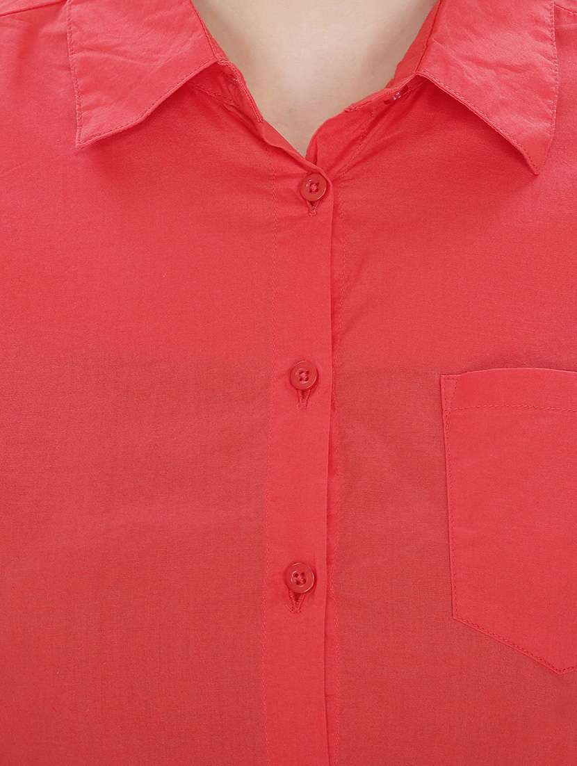 red cotton regular shirt - 13991605 -  Standard Image - 3
