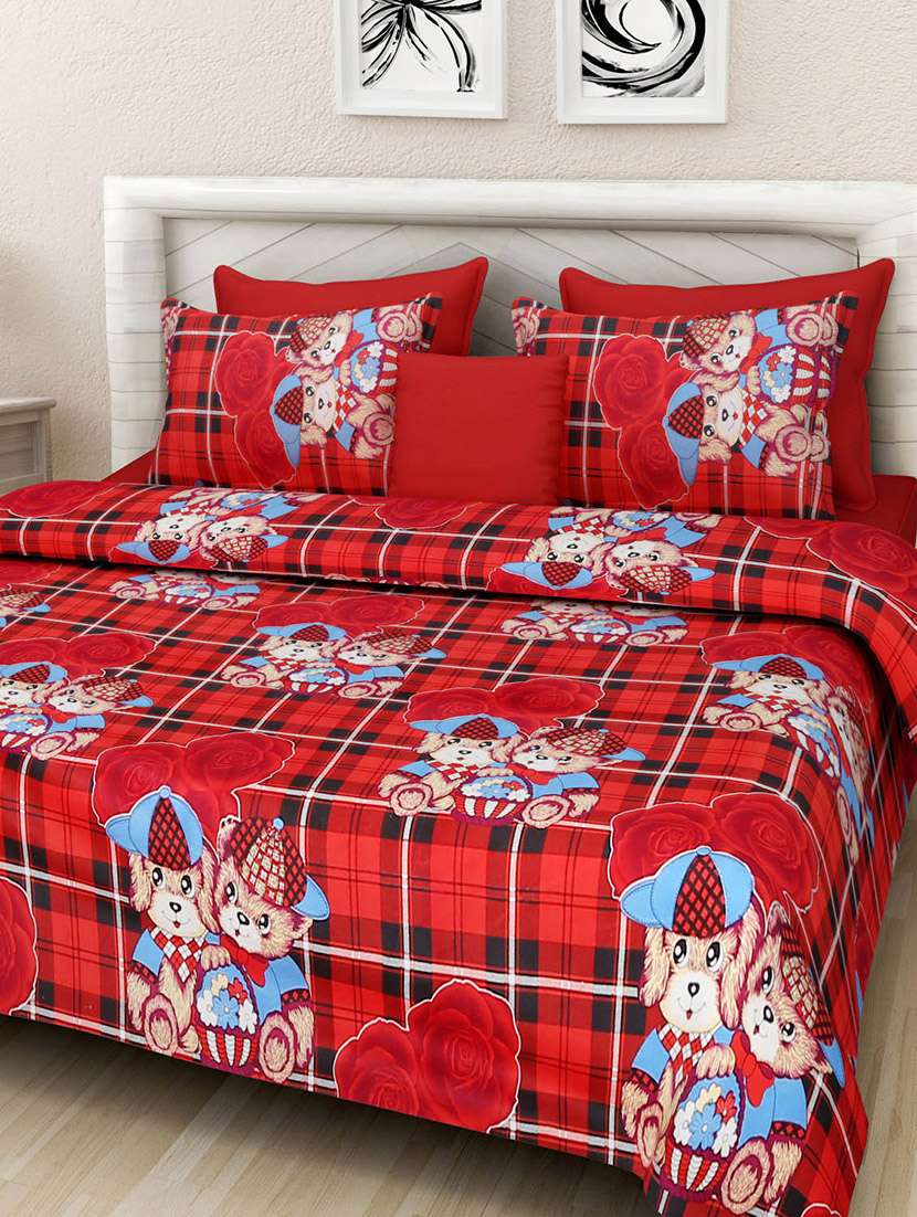 polycotton single bed sheet with 1 pillow cover