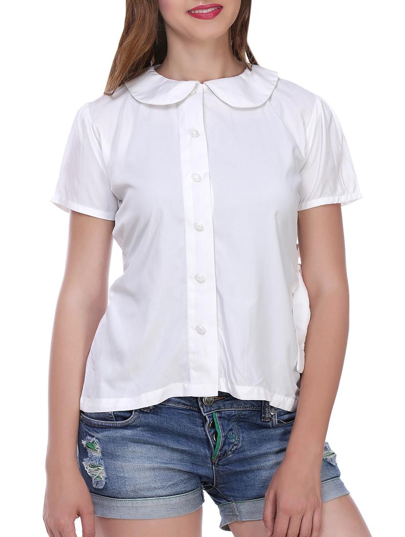 white shirt with overlap back - 13996927 -  Zoom Image - 0