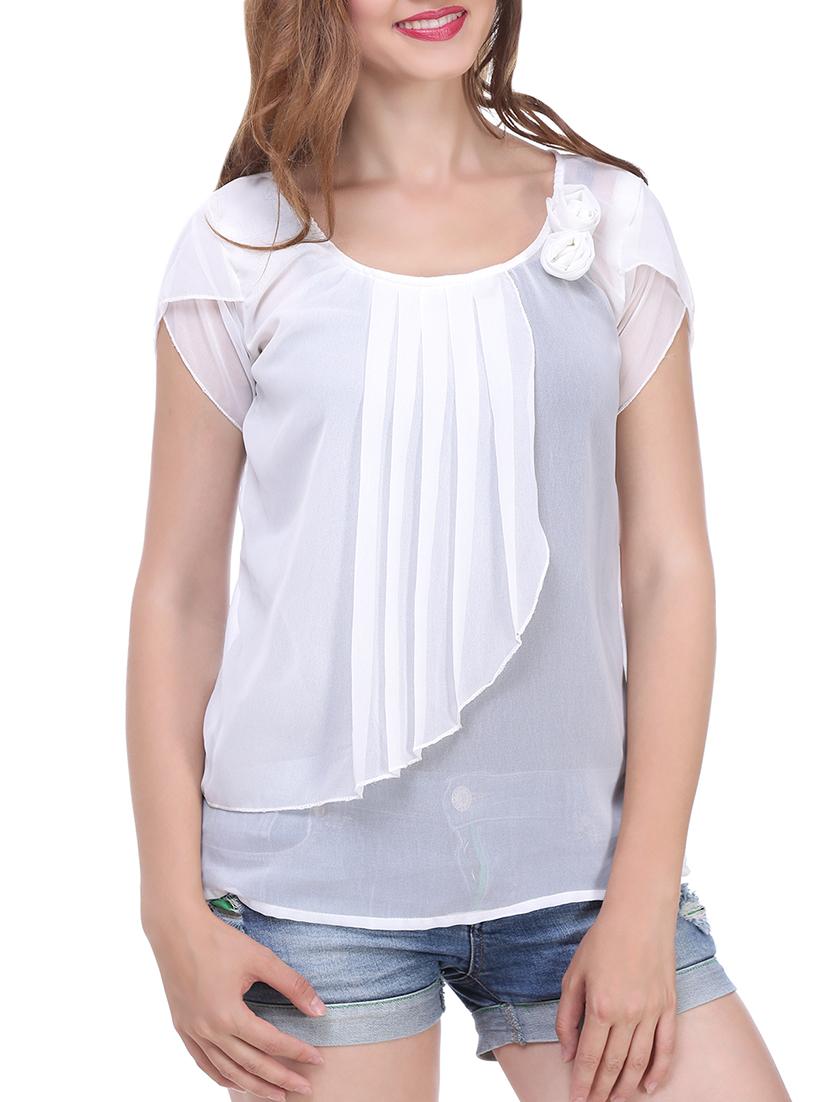 white georgette layered top - 13996934 - Zoom Image - 0