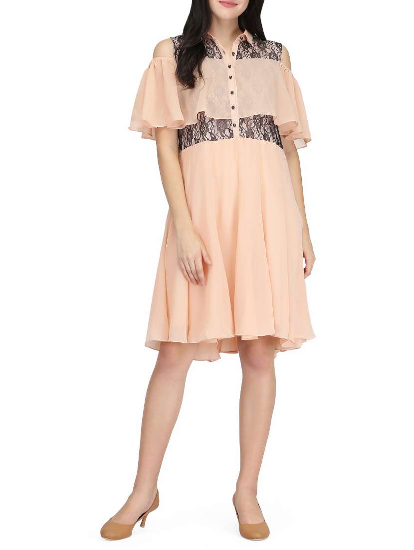 women's layered self design dress