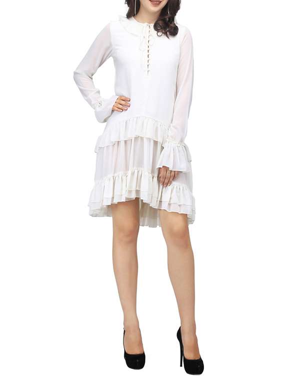 women's ruffle solid dress