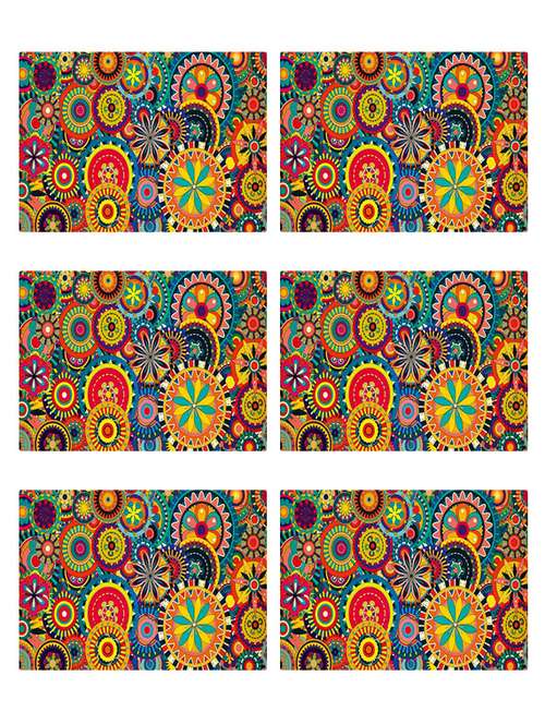 printed polyester table mat set of 6 pcs - 14000250 -  Standard Image - 0