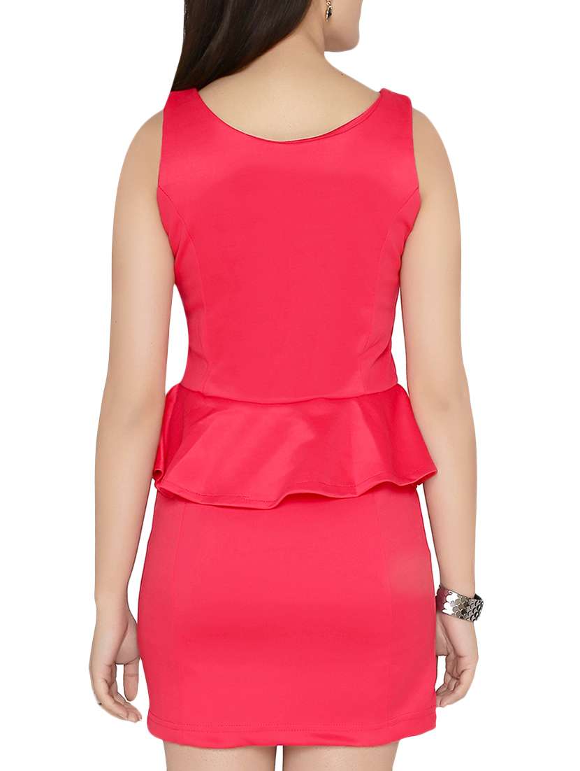 Buy online Pink Peplum Dress from western wear for Women by Chimpaaanzee  for 449 at 63% off | 2026 Limeroad.com