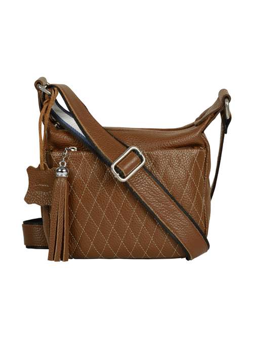 tan textured regular sling bag - 14002085 -  Standard Image - 0
