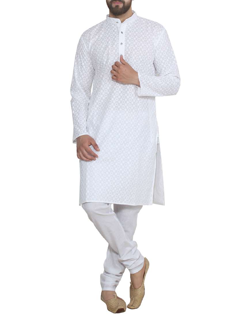 white cotton kurta payjama set