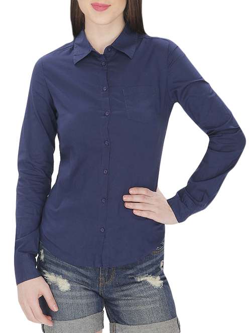 dark blue cotton regular shirt - 14009060 - Standard Image - 0
