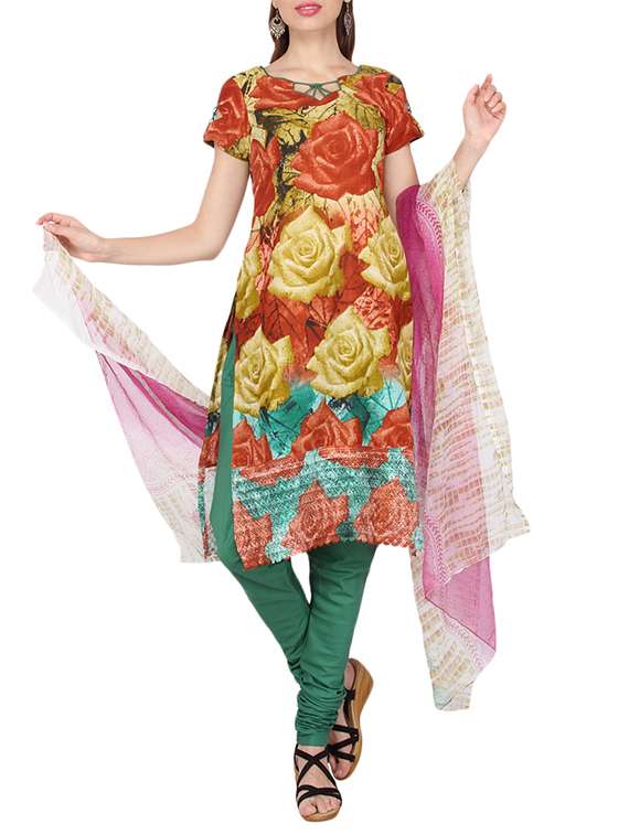 brown cotton printed dress material