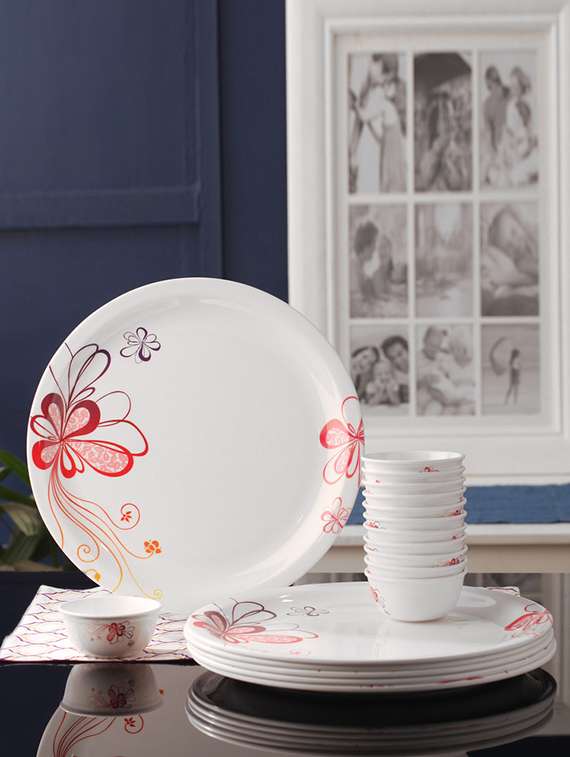 Intrendz Red Melamine Dinner Set Set of 18