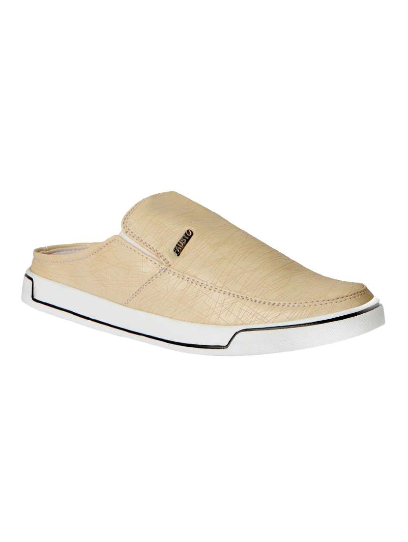 beige leatherette slip on mule