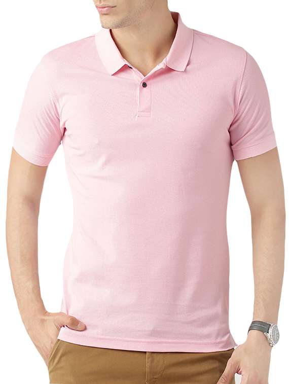 pink solid polo t-shirt