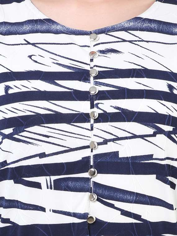 blue printed cotton belted dress - 14042814 - Standard Image - 3