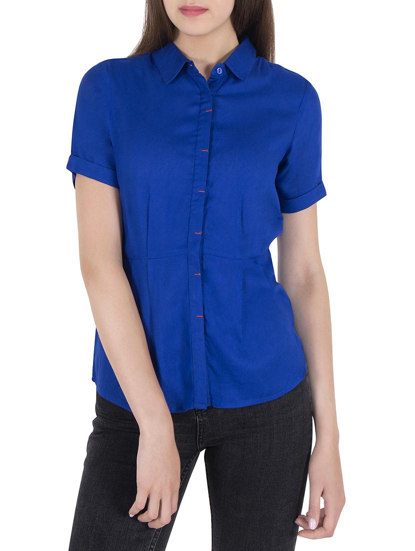 blue viscose regular shirt - 14046590 -  Zoom Image - 0