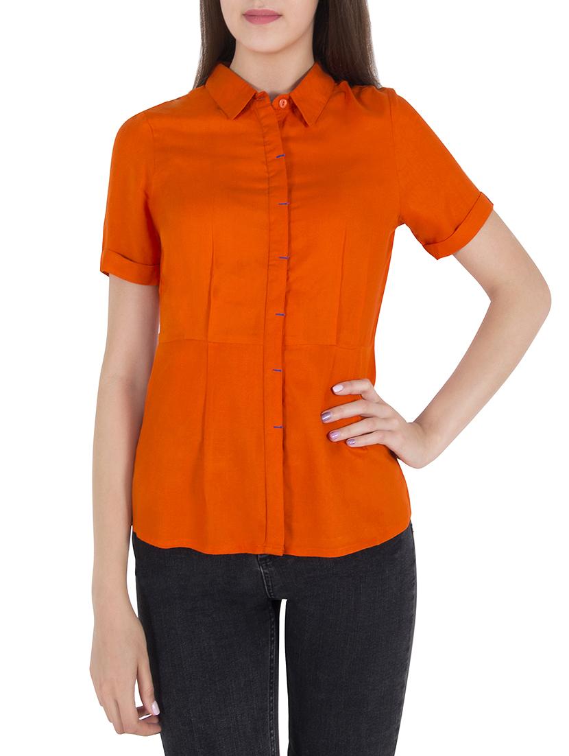 orange viscose regular shirt - 14046591 -  Zoom Image - 0